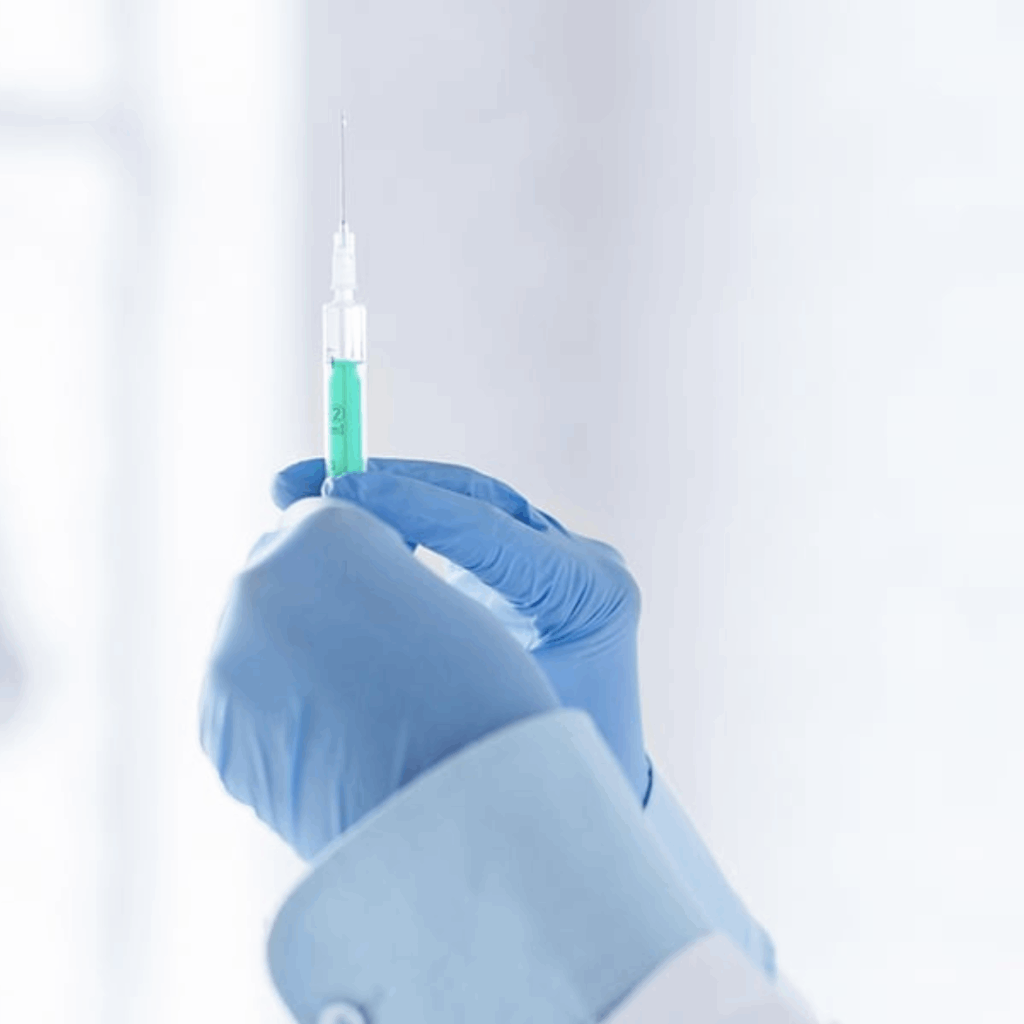 Surgeon about to administer a local anaesthetic