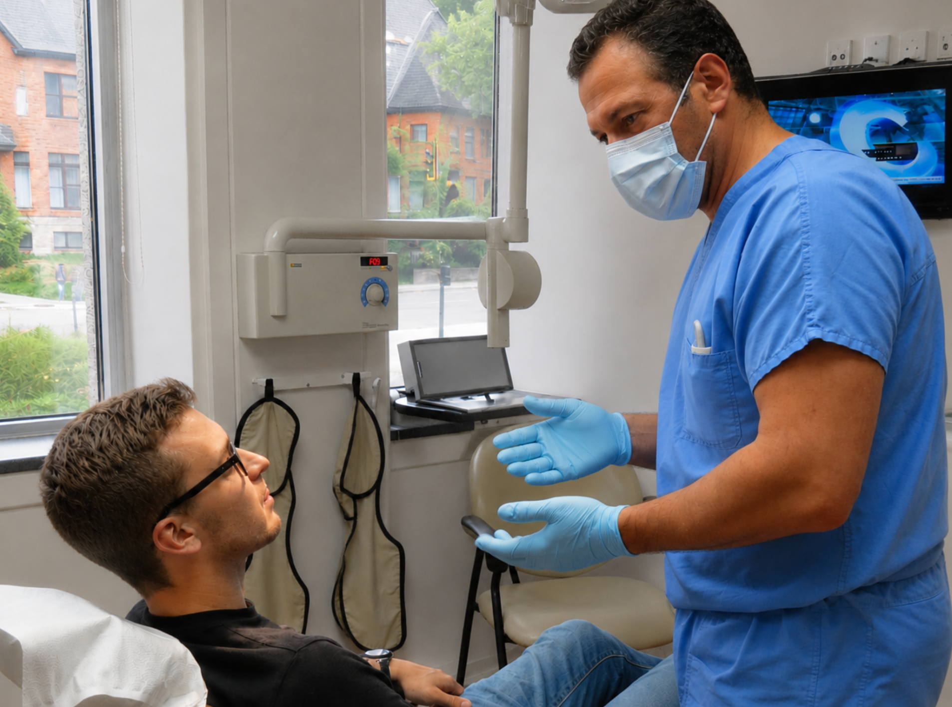 Patient meeting with the Seaforth Oral Surgery team to discuss tooth replacement options.